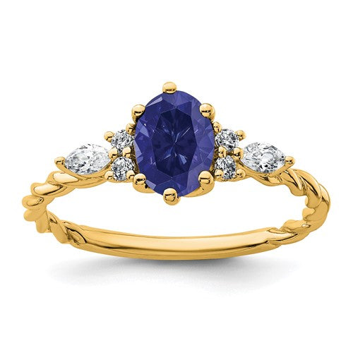 14k-polished-diamond-and-lab-created-sapphire-twisted-ring-SolomonJeweler-Wichita-KS-CustomJewelry