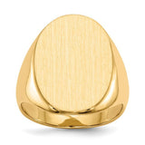 14k gold men's signet ring with a 16.0 x 21.5mm closed back design, crafted by Solomon Jewelers.