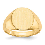 14k gold men's signet ring with a 13.5x15.0mm closed back design, showcasing a polished and elegant jewelry piece.