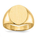 14k gold open back men's signet ring with 13.5mm by 15.0mm face, crafted by Solomon Jewelers.