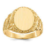 14k gold mens signet ring with 10.5x13.0mm closed back design, jewelry ring from Solomon Jewelers.