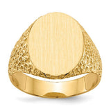 14k gold men's signet ring with a 13.0x17.0mm closed back design, showcasing a polished finish and classic style.
