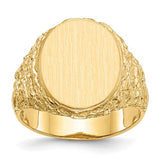 14k gold open back men's signet ring with 14.0x17.0mm face, featuring a polished finish and classic design.