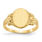 14k gold closed back signet ring with 8.0x10.0mm face, crafted by Solomon Jewelers, showcasing a polished, classic jewelry design.