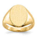 14k gold signet ring with 9.5x12.5mm closed back design, elegant jewelry piece showcasing a classic style.