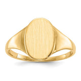 14k gold open back signet ring with 8.5x12mm face, jewelry ring from Solomon Jewelers, showcasing polished gold finish.
