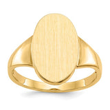 14k gold open back signet ring with 9.0x14.5mm size, featuring a classic jewelry ring design by Solomon Jewelers.