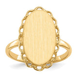 14k gold open back signet ring with 9.0x16.0mm face, showcasing detailed design and craftsmanship in jewelry ring image.