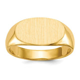 14k gold closed back signet ring with 13.5x7.0mm face, classic jewelry ring by Solomon Jewelers, showcasing polished craftsmanship.