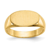 14k gold closed back signet ring with 13.5x8.0mm face, jewelry ring by Solomon Jewelers, showcasing a polished, elegant design.