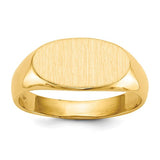 14k gold open back signet ring with 13.5x7.0mm face, featuring a classic jewelry ring design by Solomon Jewelers.