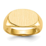 14k gold open back signet ring with 15.0x9.0mm face, crafted by Solomon Jewelers, showcasing fine jewelry craftsmanship.