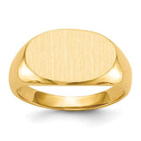 14k men's open back signet ring with 17.0x11.0mm face in gold, detailed jewelry image showing side view.