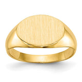 14k gold child's signet ring with 11.0x7.5mm closed back design, jewelry ring from Solomon Jewelers.