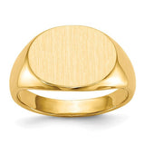 14k gold men's signet ring with a 16x12mm closed back design, showcasing a polished and elegant jewelry piece.