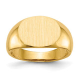 14k gold open back signet ring with 12.5x9.5mm face, jewelry ring from Solomon Jewelers, showcasing detailed craftsmanship.