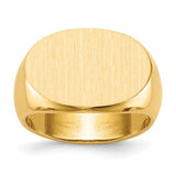 Open back men's signet ring in 14k gold, 19.0x13.0mm size, jewelry ring with a polished finish and classic design.