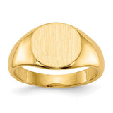 14k gold child's signet ring with 8.5x8.5mm closed back design, crafted by Solomon Jewelers.