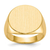 14k gold men's signet ring with a closed back, measuring 18.0x17.5mm, crafted by Solomon Jewelers.