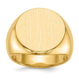 14k gold men's signet ring with 18x18mm closed back design, crafted by Solomon Jewelers, showcasing the detailed ring profile.