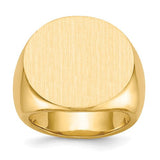 14k gold men's signet ring with a 21.0x21.5mm closed back design, featuring a polished finish, jewelry ring from Solomon Jewelers.