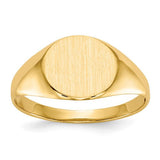 14k gold open back signet ring with 9.5x8.5mm face, featuring a classic jewelry ring design by Solomon Jewelers.