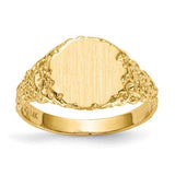 14k gold signet ring with 9.5x8.5mm closed back design, jewelry ring from Solomon Jewelers.