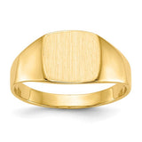 14k gold signet ring with a closed back, measuring 9.0x8.5mm, featuring a classic design from Solomon Jewelers.