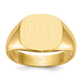 14k gold open back men's signet ring with 13.5x12mm face, featuring a classic design, from Solomon Jewelers.