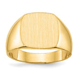 14k gold men's signet ring with 13.0x12.0mm closed back design, crafted by Solomon Jewelers.