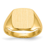 14k gold open back signet ring with 10x10mm face, showcasing a classic jewelry design from Solomon Jewelers.