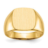 14k gold open back men's signet ring with 12.5x12.5mm face, jewelry ring from Solomon Jewelers.