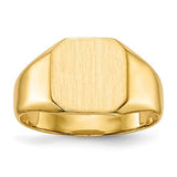 14k gold closed back signet ring with 9.5x9.5mm face, jewelry ring from Solomon Jewelers, displayed on a white background.