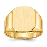 14k gold men's signet ring with 13.0x15.5mm closed back design, featuring a polished finish and classic style.