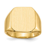 14k gold closed back men's signet ring with 15.0x17.0mm face, crafted by Solomon Jewelers, displayed on a white background.