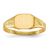 14k gold open back signet ring with 8.5x7.0mm face, showcasing classic jewelry design from Solomon Jewelers