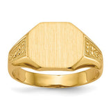 14k gold open back signet ring with 11.0x9.0mm face, jewelry ring by Solomon Jewelers, showcasing intricate design and craftsmanship.