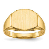14k gold open back signet ring with 11.5x8.5mm face from Solomon Jewelers, showcasing detailed craftsmanship and classic style