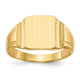14k gold signet ring with 7.5x9mm closed back design, jewelry ring from Solomon Jewelers featuring a polished finish.