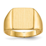 14k gold signet ring with 11.0x11.5mm closed back design, crafted by Solomon Jewelers for elegant jewelry style.