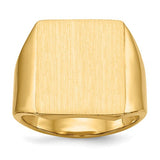 14k gold men's signet ring with a 15x17mm closed back design, showcasing a polished, classic jewelry piece.