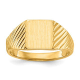 14k gold child's signet ring with open back design, 8.0x6.5mm size, jewelry ring from Solomon Jewelers.