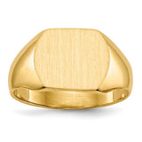 14k gold closed back signet ring with 12.0x10.5mm face, featuring a classic design from Solomon Jewelers.