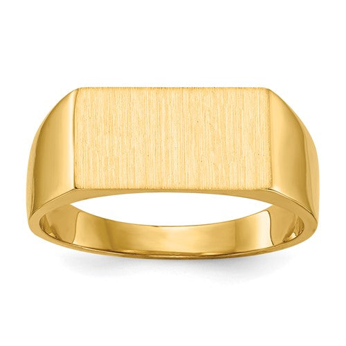 14k gold closed back signet ring with 13.0x7.0mm face, featuring a classic jewelry ring design from Solomon Jewelers.