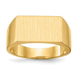 14k gold men's signet ring with 15.0x9.0mm closed back design, crafted by Solomon Jewelers.