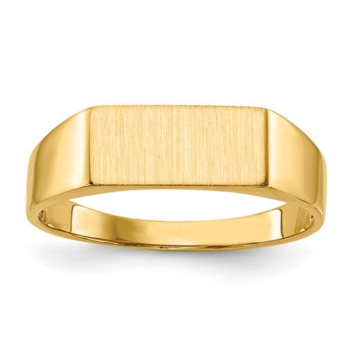 14k gold open back signet ring with 12.0x5.5mm dimensions, designed for jewelry and ring collection.