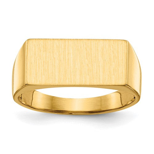14k gold open back men's signet ring with 16.5x8.0mm face, Solomon Jewelers jewelry ring, detailed and stylish design