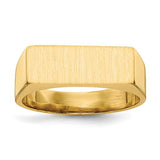 14k gold closed back signet ring with 16.0x6.0mm face, jewelry ring by Solomon Jewelers, showcasing polished gold finish.