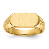 14k gold closed back signet ring with 12.5x6.0mm face, showcasing classic jewelry style from Solomon Jewelers.