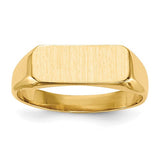 14k gold closed back signet ring with 13.5x5.5mm face, jewelry ring from Solomon Jewelers, showcasing a polished design.